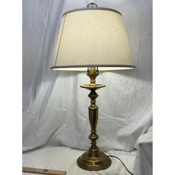 Vintage Mid Century Modern Brass Table Lamp Works 32 Tall No Shade Included